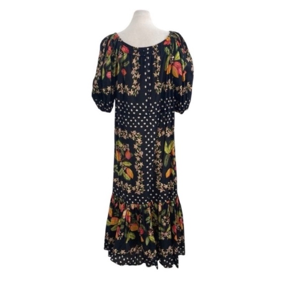 FARM Rio Cocoa Paradise Tropical Square Neck Maxi Dress Black Medium - Picture 5 of 9